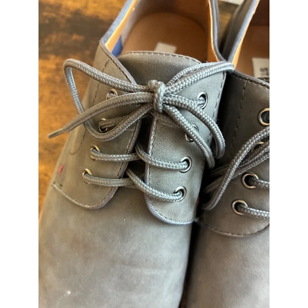 Steve Madden Mens P-Dusted Grey Oxford Dress Shoes Lace Up P-DUSTED Size 9.5